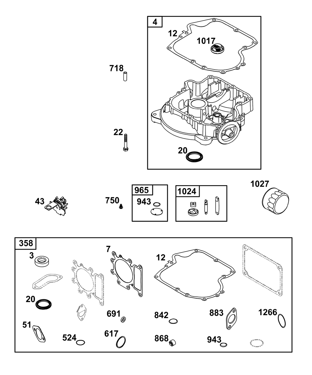 Crankcase Cover/Sump Group Diagram and Parts List for 31R977-0108-G1 200000 - 399999 Briggs and Stratton Engine